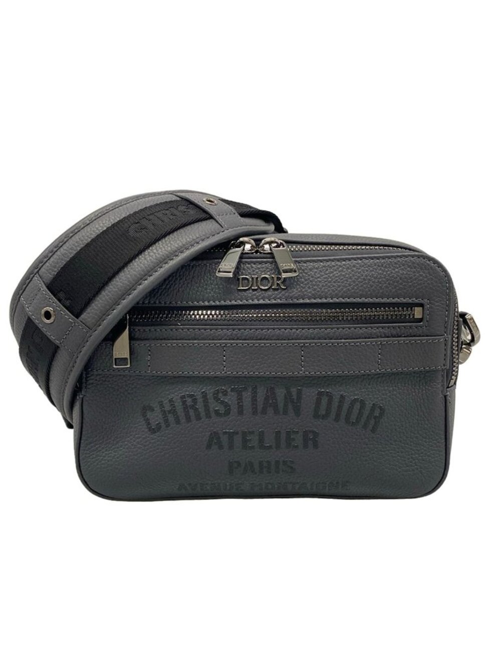 Dior Shoulder Bag Safari Dark Gray Atelier Leather